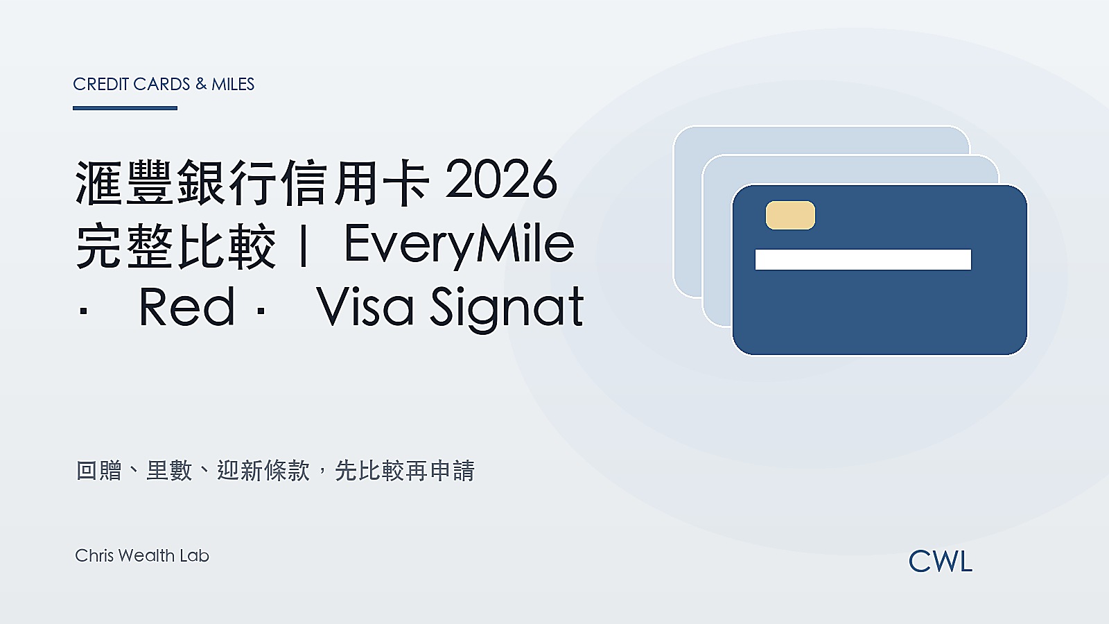 滙豐銀行信用卡 2026 完整比較｜EveryMile · Red · Visa Signature · Pulse · Easy 迎新優惠與 Chris 深度分析 - Chris Wealth Lab 封面圖